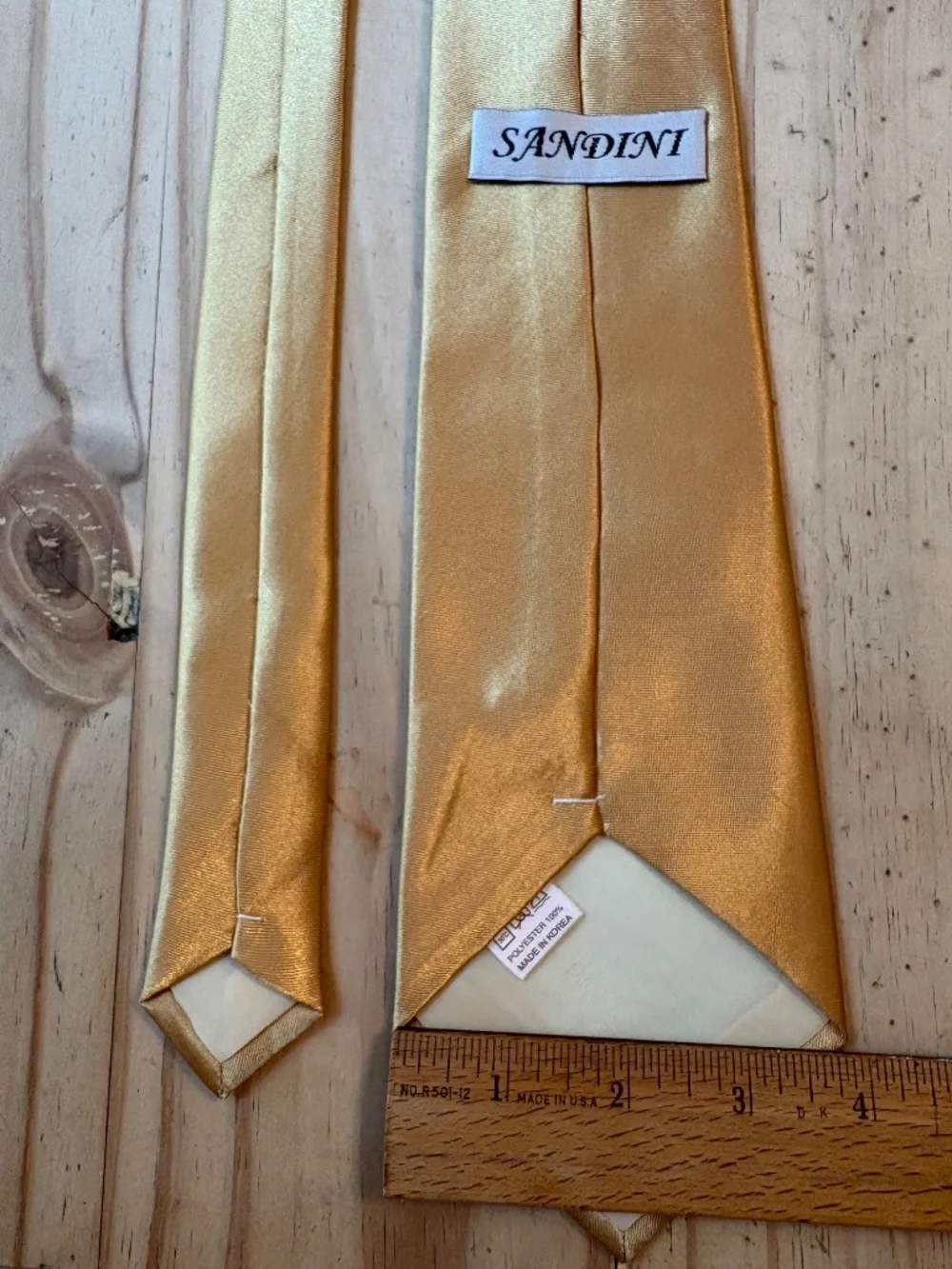 Vintage Sandini Gold Satin Necktie